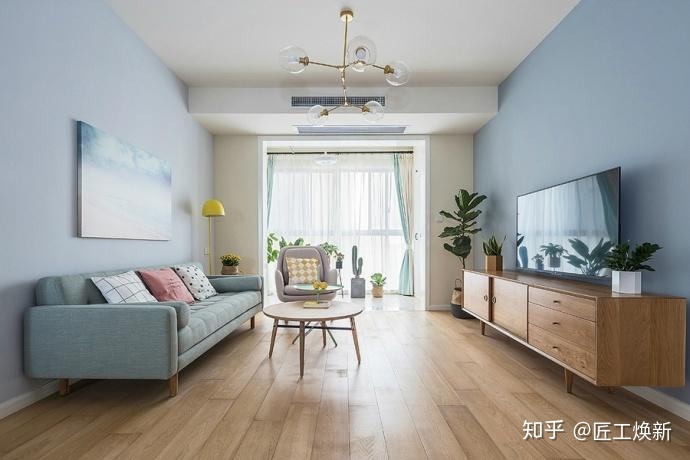 90㎡清爽北歐風(fēng)，淺藍(lán)空間，最喜歡半開(kāi)放式廚房設(shè)計(jì)