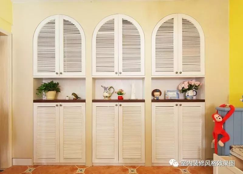 8萬裝修93平米地中海風格小三房，書房榻榻米和吊頂柜收納性極好