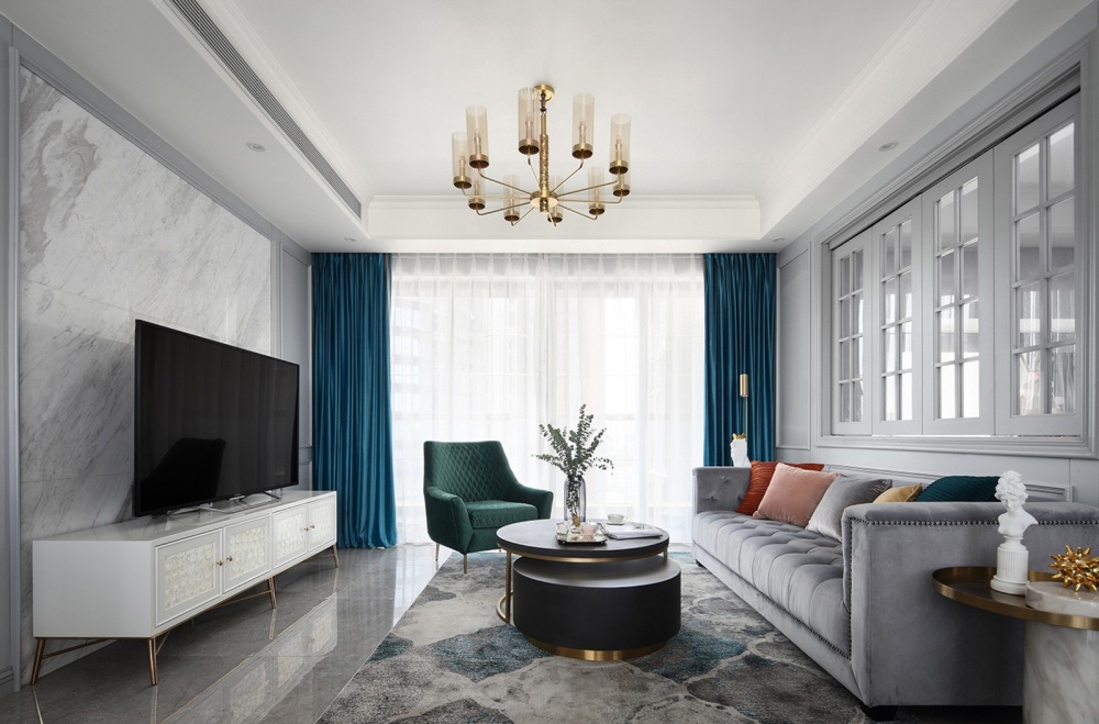 客廳窗簾裝修效果圖客廳“開”窗，書房搭帳篷！美式經(jīng)典客廳設計圖片賞析